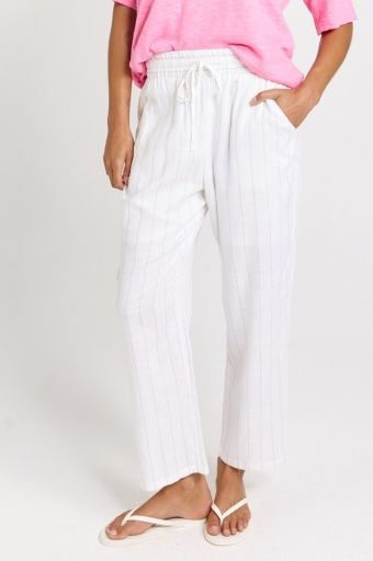 PALM RELAX PANTS, Colour: WHITE/BLACK STRIPE, Size: 8