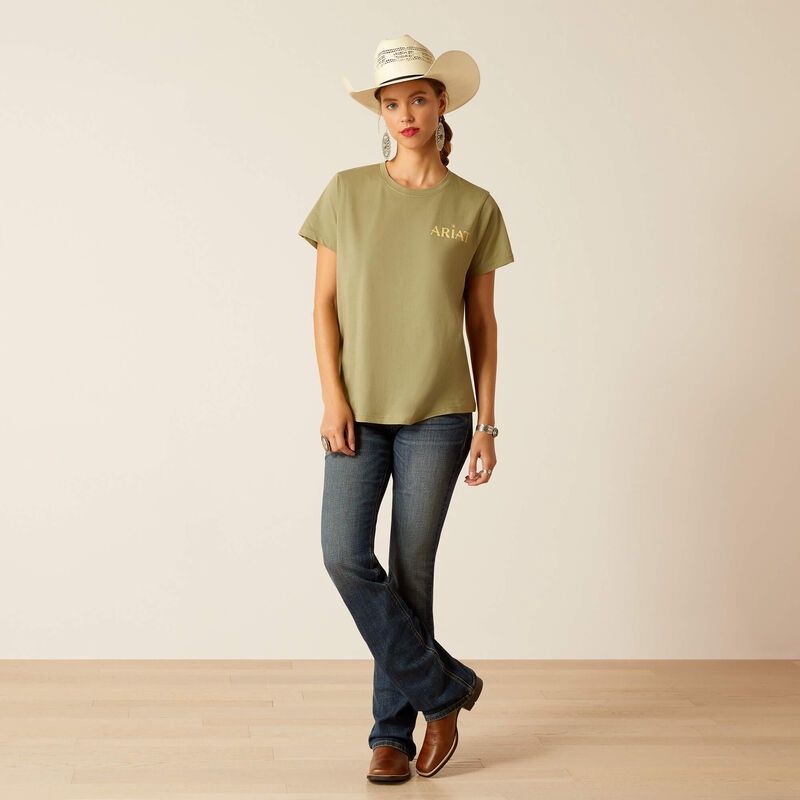 Ariat  Desert  Scene  SS T-Shirt  Oil  Green