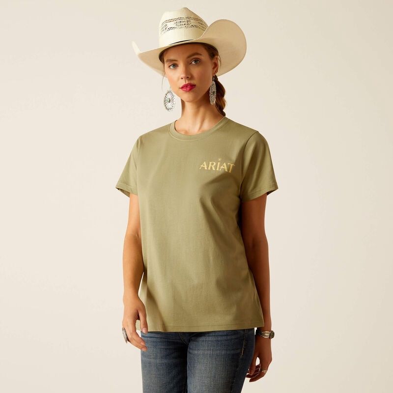 Ariat  Desert  Scene  SS T-Shirt  Oil  Green