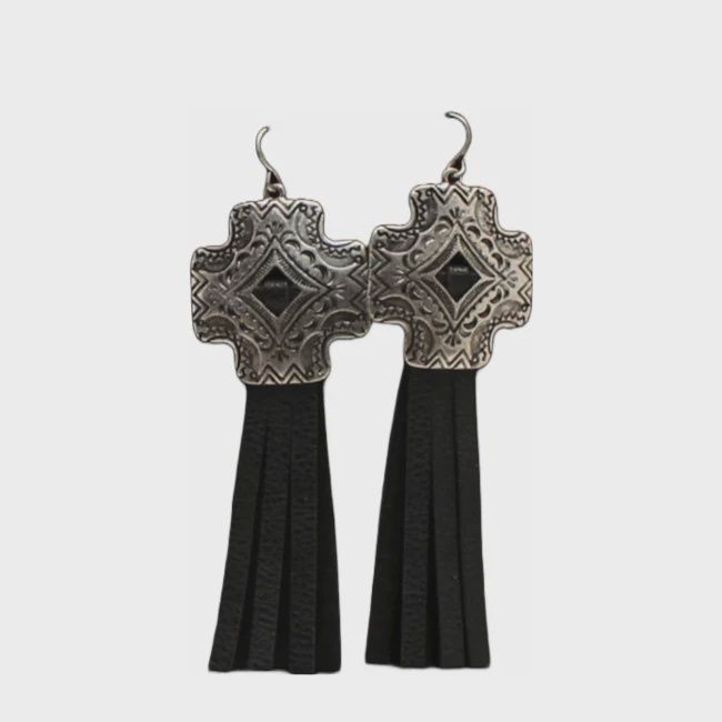 M&amp;F BLAZIN ROXX EARINGS CROSS TASSEL 30441