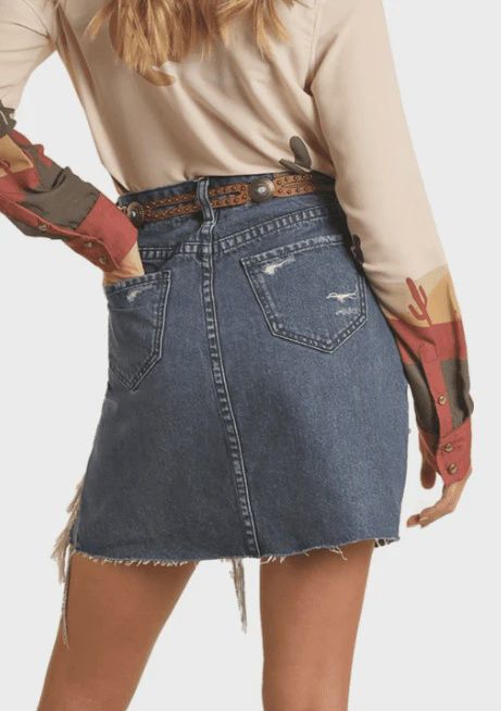 Rock  &amp; Roll BW69D02261 Skirt  High  Rise Desperado   Distressed