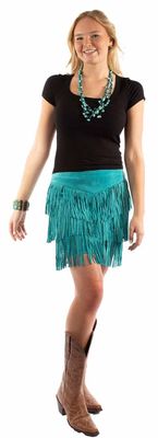 SCULLY TURQUOISE FRINGE SKIRT