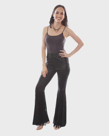 SCULLY HC771 FRINGE BELL BOTTON PANTS BLACK