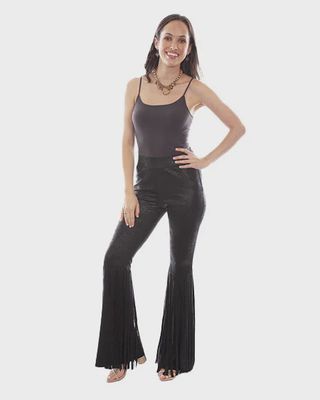 SCULLY HC771 FRINGE BELL BOTTON PANTS BLACK