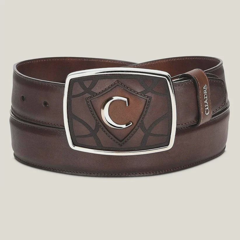 Cuadra Leather Western Belt Brown