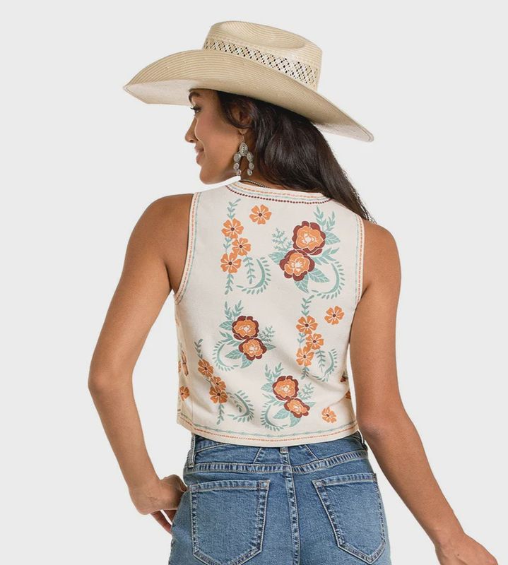 Rock &amp; Roll  BW98T06318 Floral  Studded  Vest