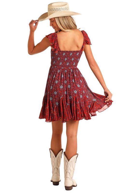 Rock  &amp; Roll  BWD0R05905 Floral  Godet  Burgundy
