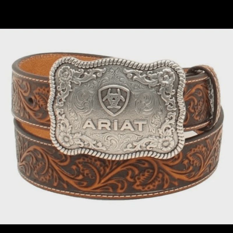 Ariat Brown Floral  Leather Belt