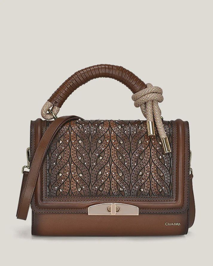 Cuadra Ld Brown Crystal &amp; Woven Bag