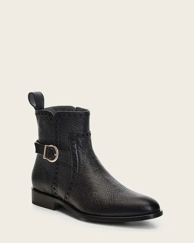 Cuadra  FC533 Ankle  Black Bootie With  Buckle