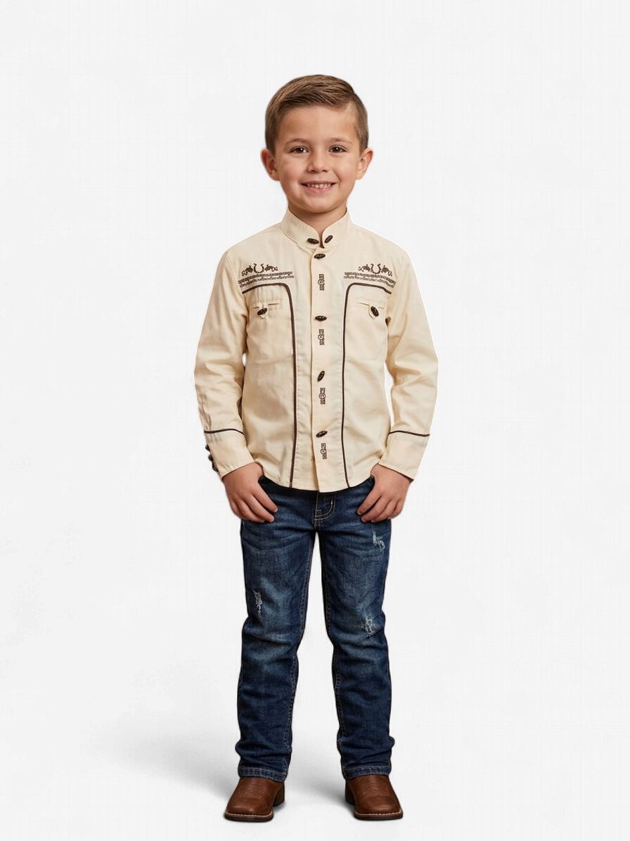 The American West 1038 Beige Embroidery Shirt