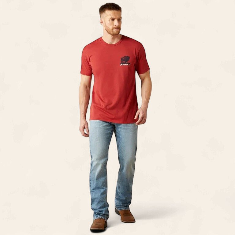Ariat Buffalo Flag Ss Tee  Brick Red