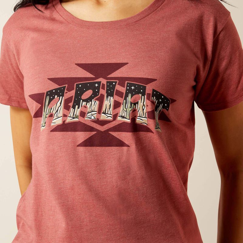 Ariat 10063763 SW Logo  Landscape SS T-Shirt  Red  Clay  Heather