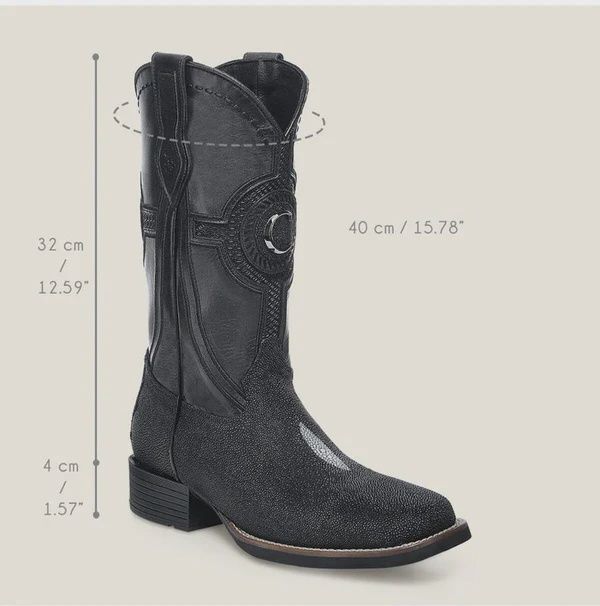 Cuadra Genuine Black Stingray Square Toe