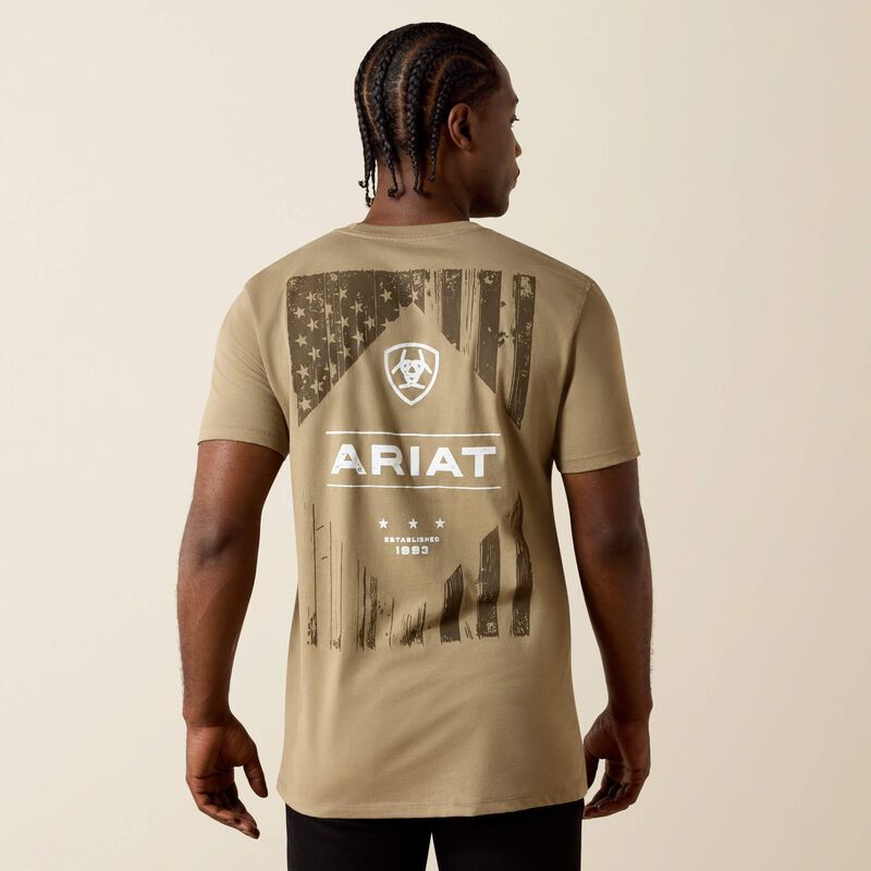 Ariat Wooden Diamond Flag Brown Tee