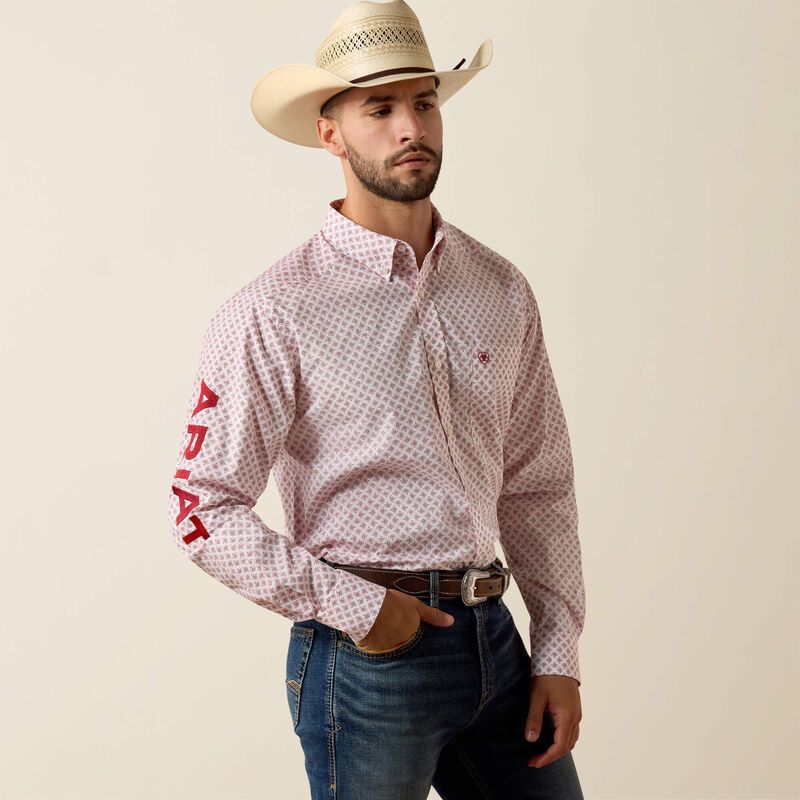 Ariat 10073631 Team Donovan Ftd Ls Shirt White Multi Feather