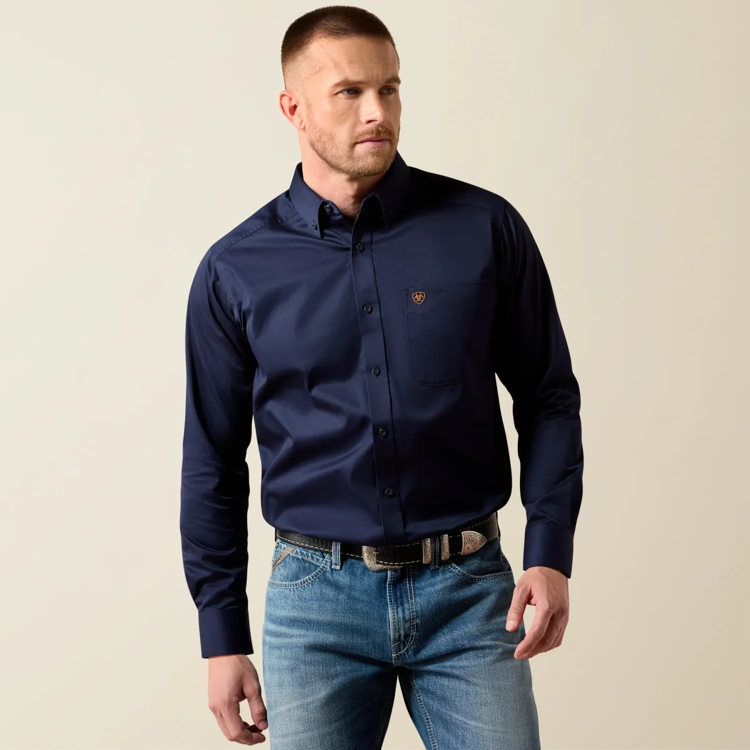 Ariat 10079252 Solid Twill Ls Shirt Navy