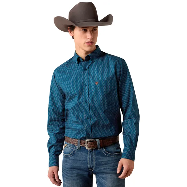 Ariat Claude Ftd Ls Shirt Sailor Blue Micro Geometric Pr