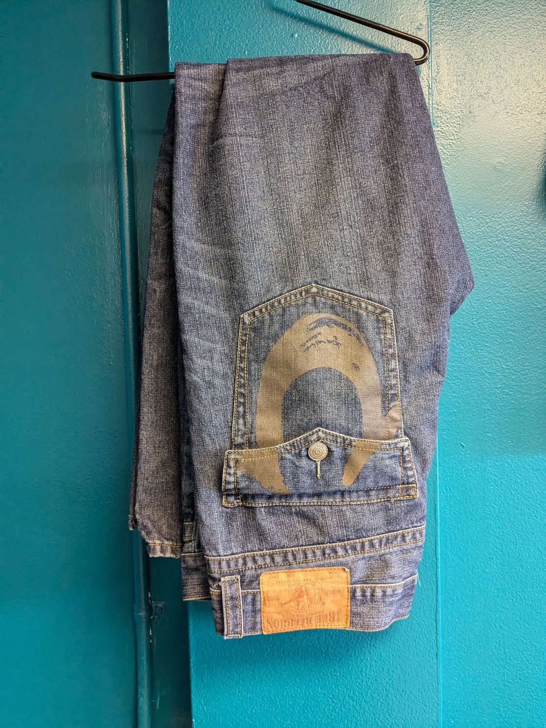 True Religion – Jeans W/Brown Paint Design - Blue – 38