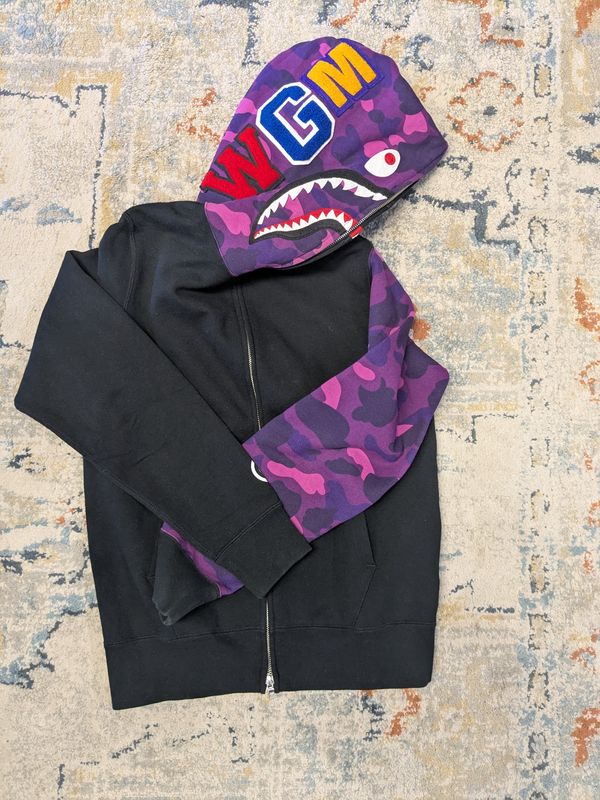 Bape Shark Hoodie – Purple Camo/Black - M