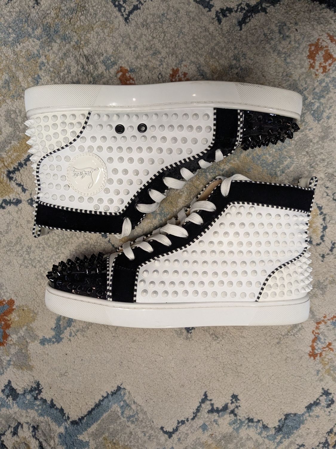 Louboutin White/Black Spike Sneakers (w/box) - 42