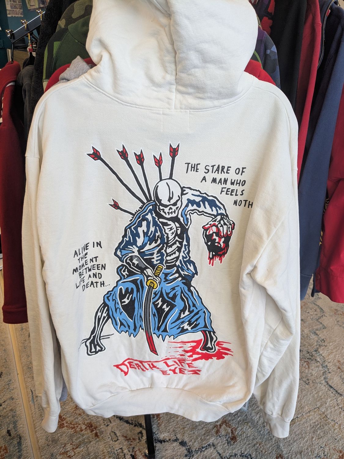 Warren Lotas Death Life Eyes Hoodie – White – L
