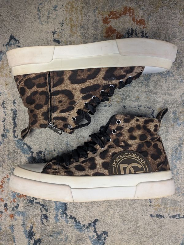 Dolce &amp; Gabbana Leopard Print Portofino Sneakers - 11