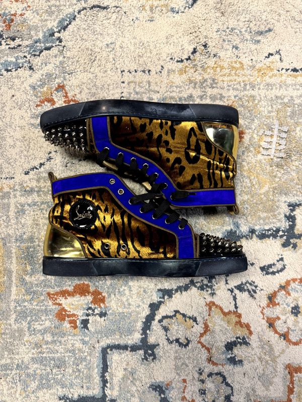 Louboutin - Leopard Print High-Top Spikes - 46 (no box)