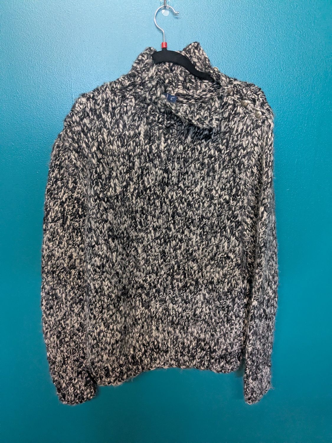 Ralph Lauren - Hand Knit Wool Sweater - Black/White - L