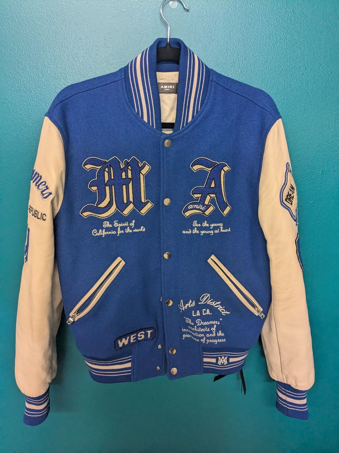 Amiri Blue Varsity Jacket