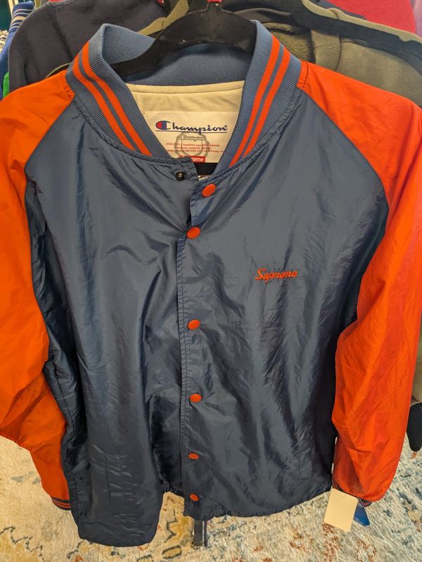 Supreme x Champion Warm-Up Jacket Orange Blue