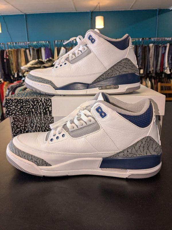 Jordan 3 White/Midnight Navy (box) - 9.5