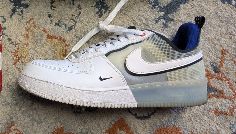 AF1 Low React Split White Photo Blue