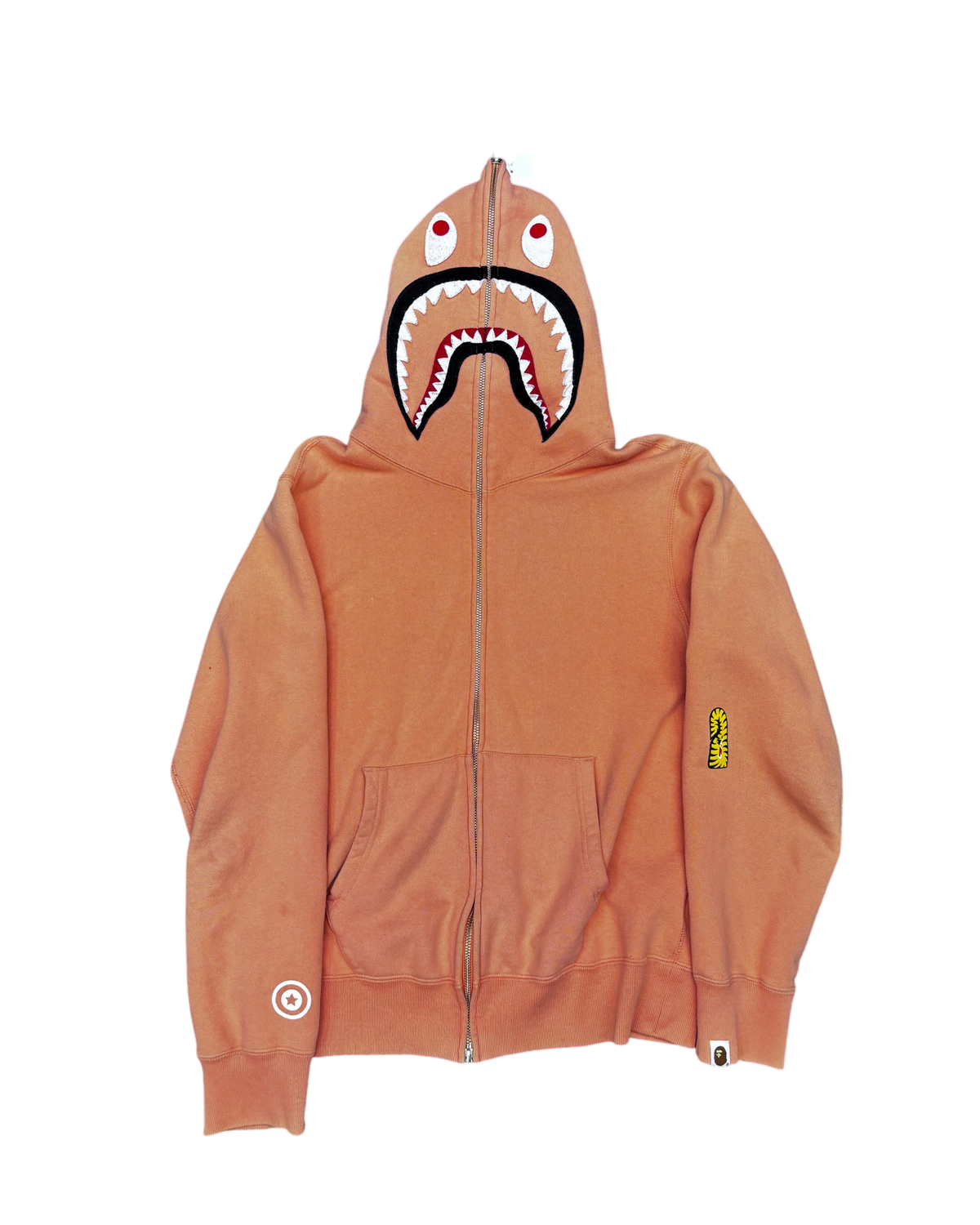 Bape “PONR” Shark Hoodie Orange Sz M