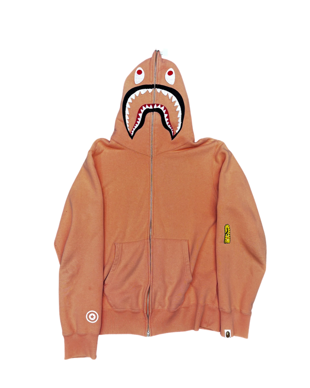 Bape “PONR” Shark Hoodie Orange Sz M