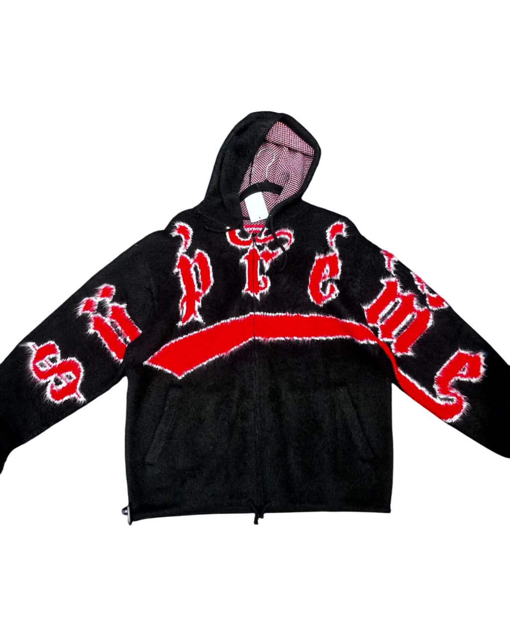 Supreme - Fuzzy Hooded Jacket - Black/Red