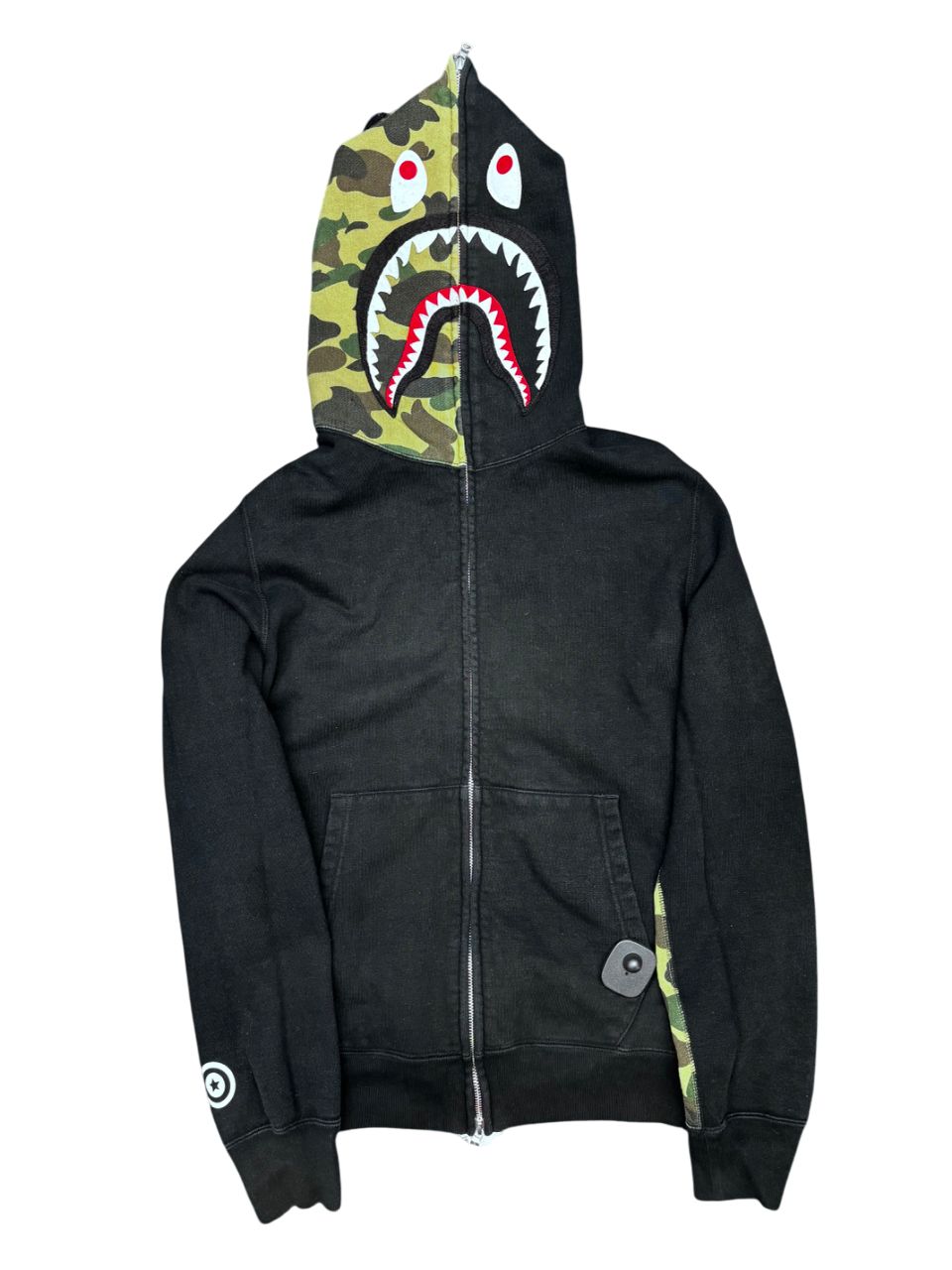 Bape Black/Green Camo Shark Hoodie Sz L