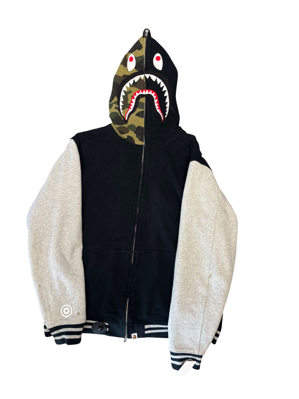 Bape Varsity Jacket Black/Grey Sz:2XL