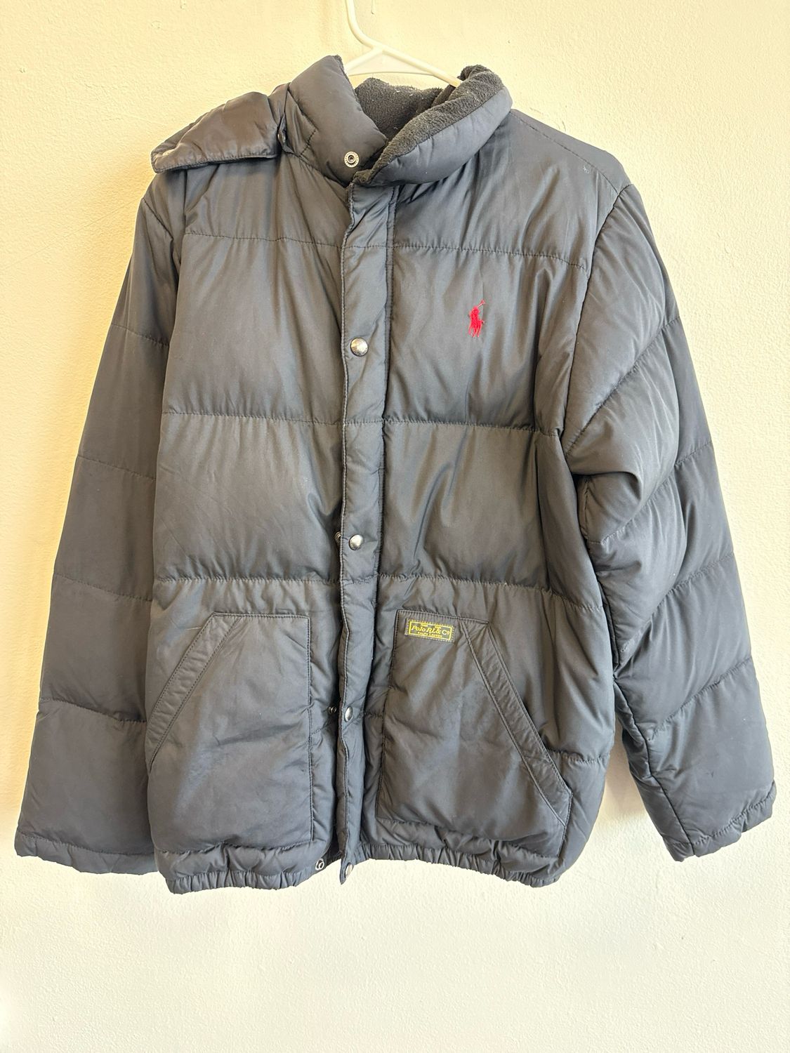 Ralph Lauren Black Hooded Puffer Coat Sz L
