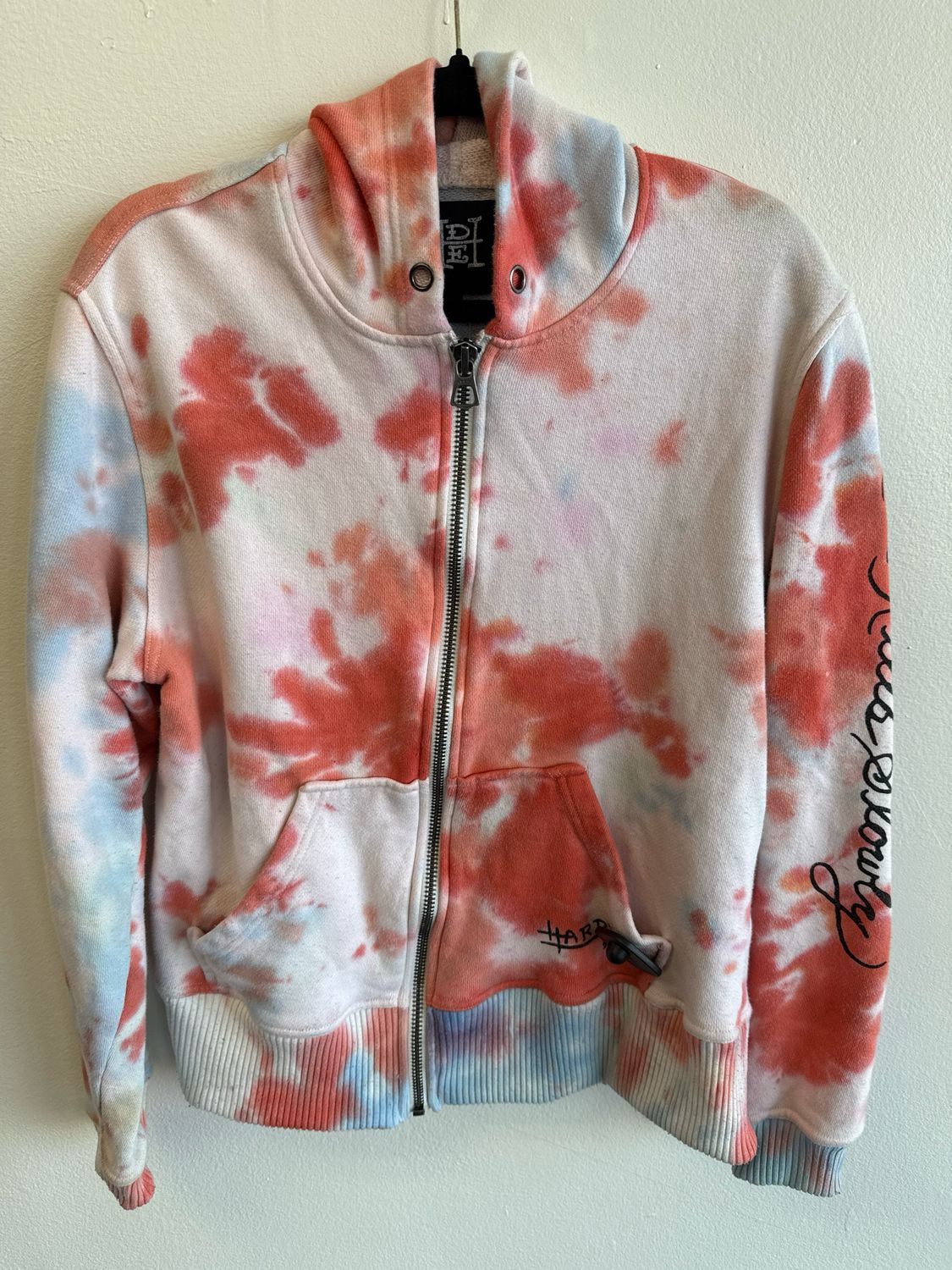 Ed Hardy Orange Tie-Dye Hoodie Sz L