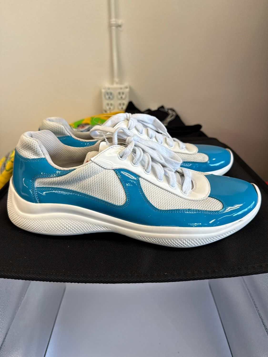 Prada AC Light Blue/Silver Sneakers Sz 11.5