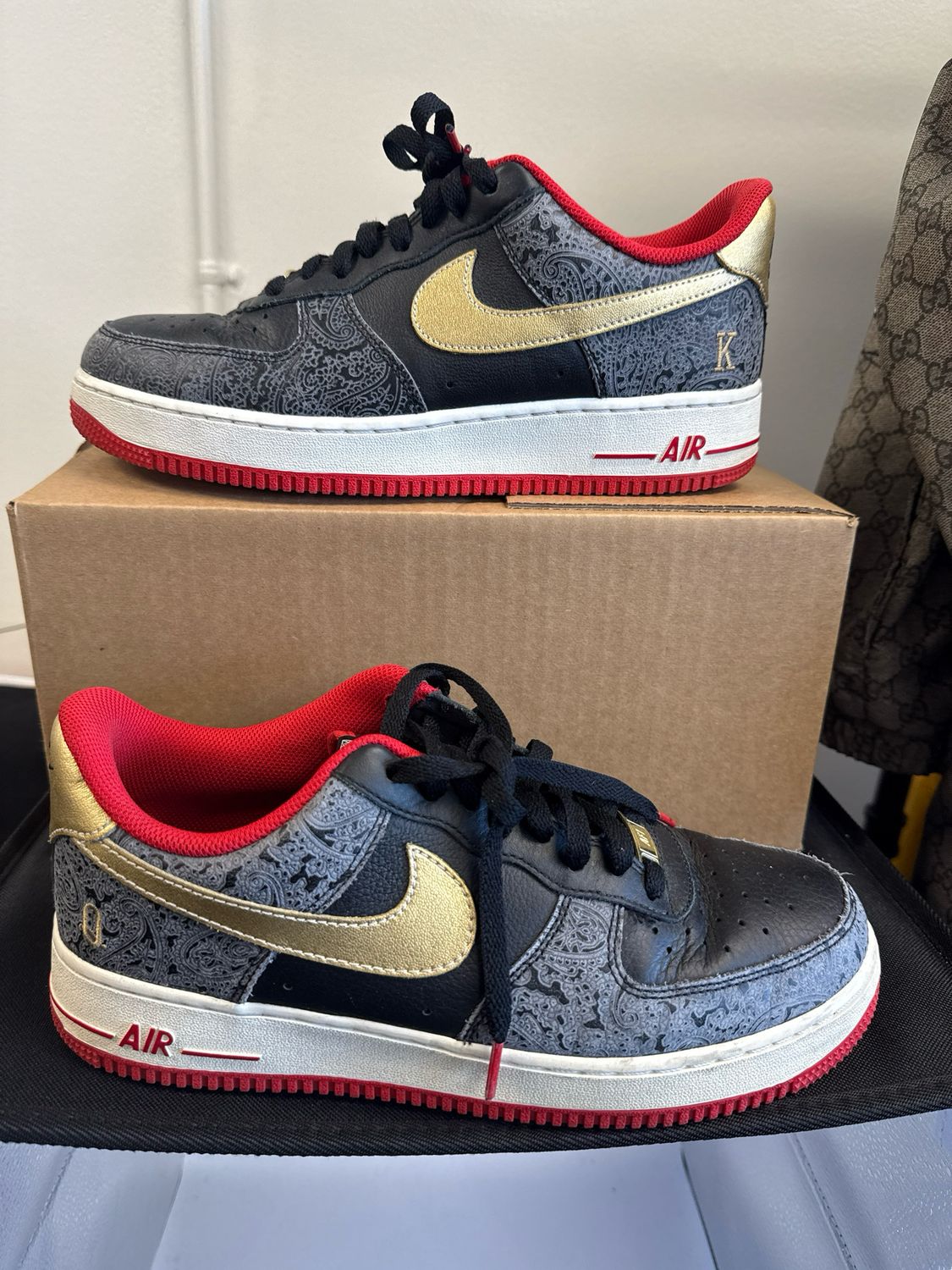Nike Red/Gold/Grey Paisley AF1 - 9.5