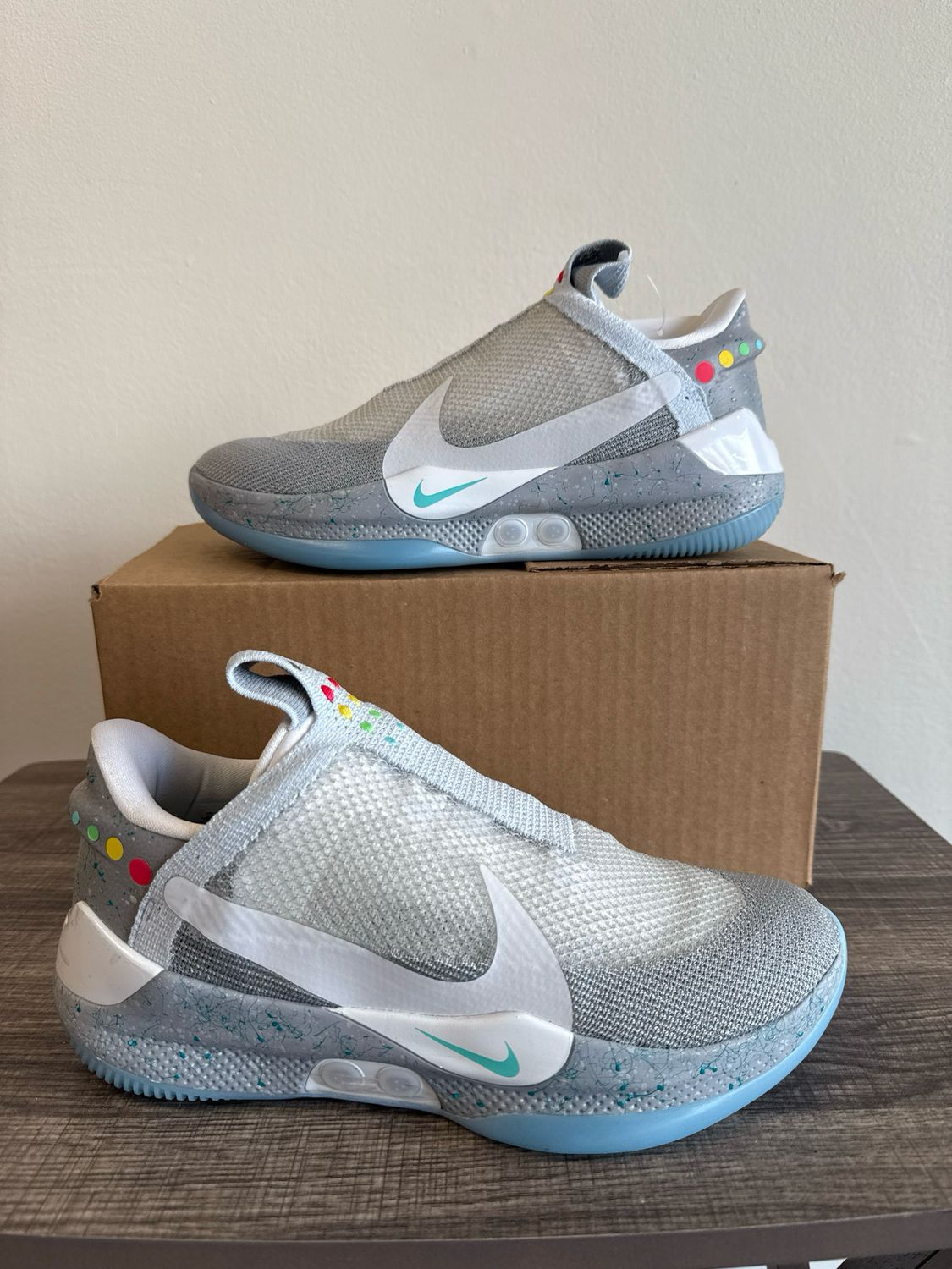 Nike Adapt BB Grey/White/Blue Sneakers (box) Sz 9