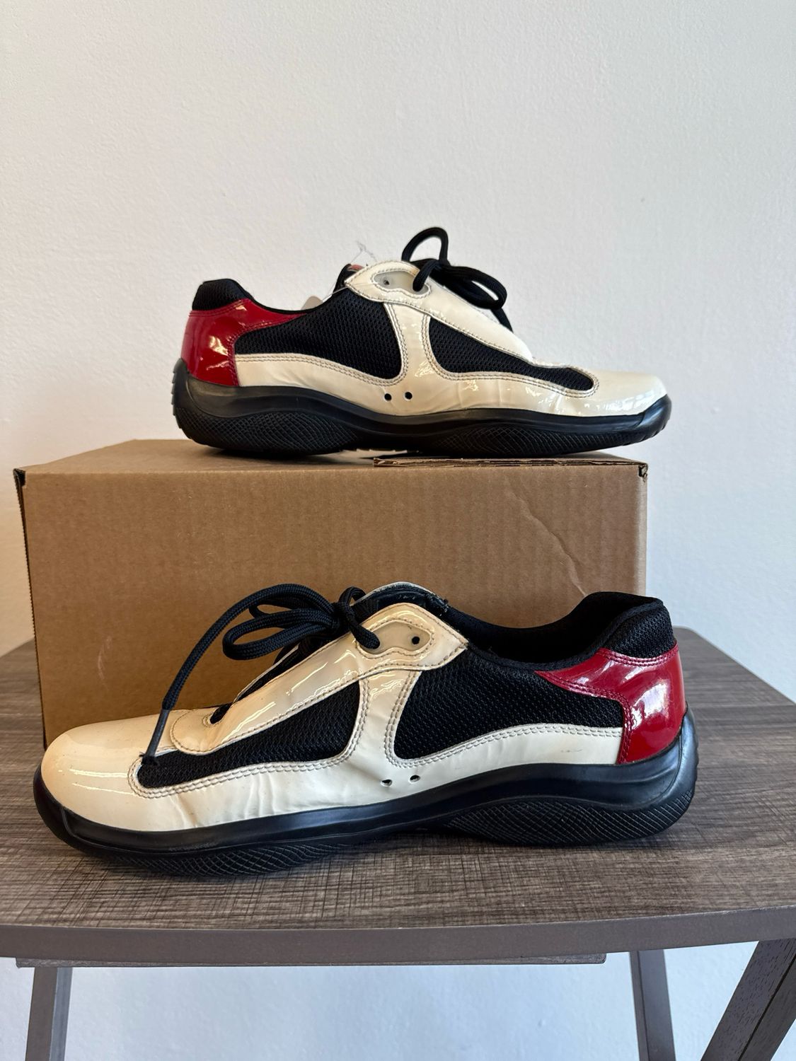 Prada AC Cream/Red VTG Sz 9