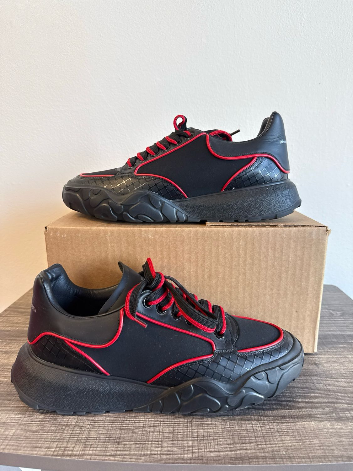 Alexander McQueen Black/Red Court Trainers Sz 8