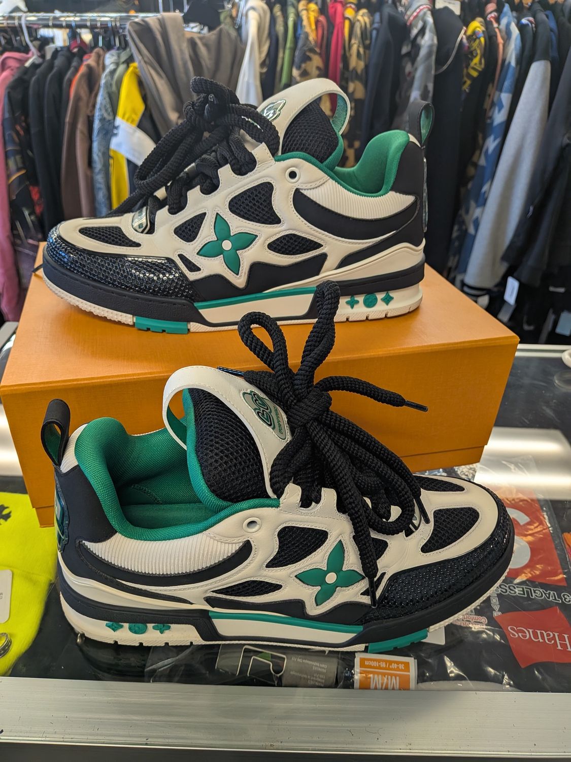 Louis Vuitton Black/Green/White Skates Sz 9