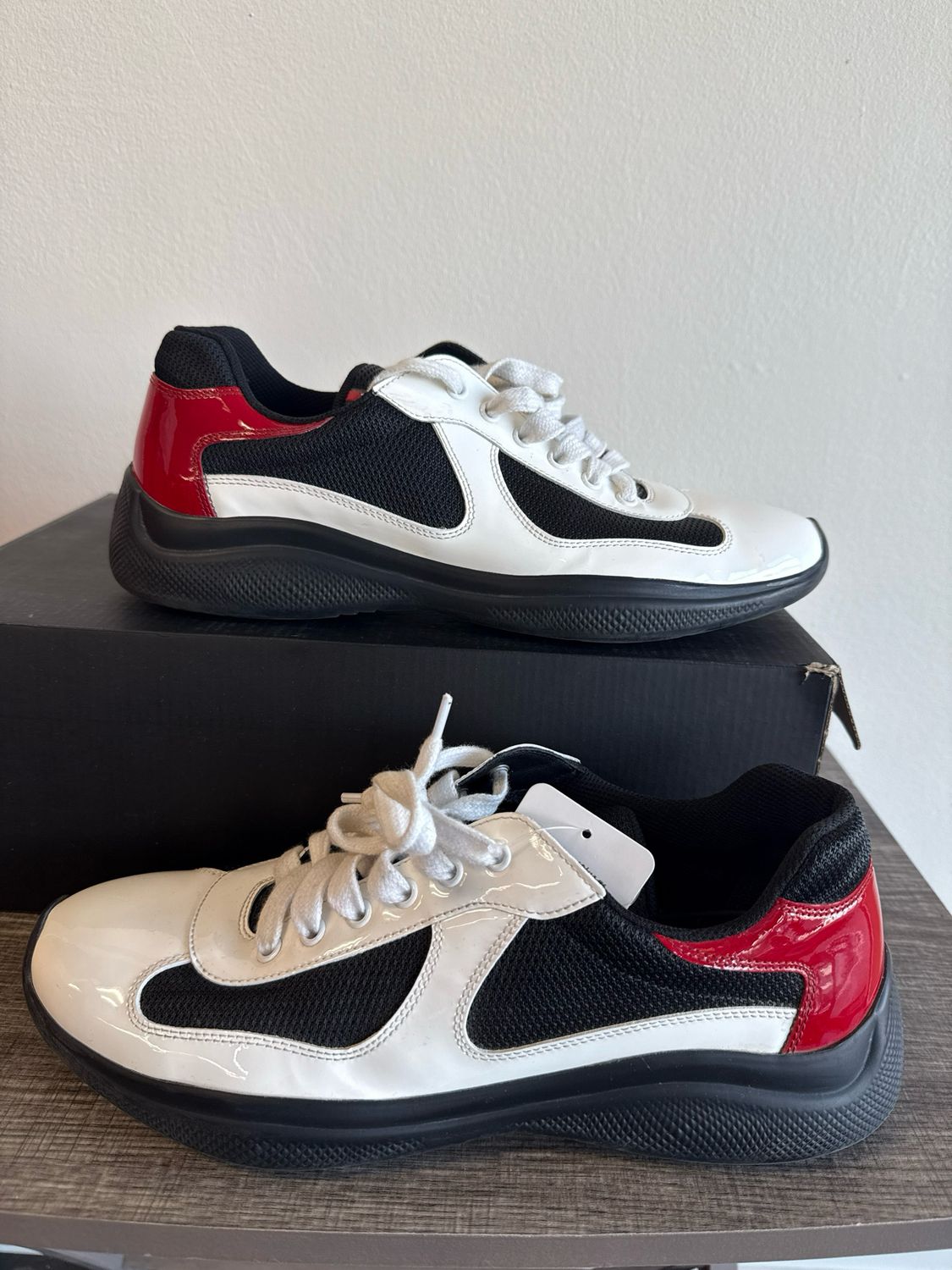 Prada Cups White/Red Sz:9.5 (box)