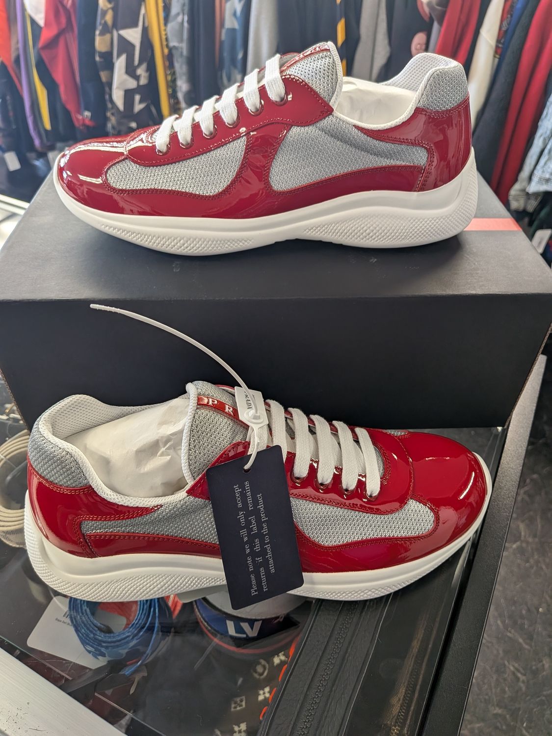 Prada AC Red/Silver (new; box) Sz 9