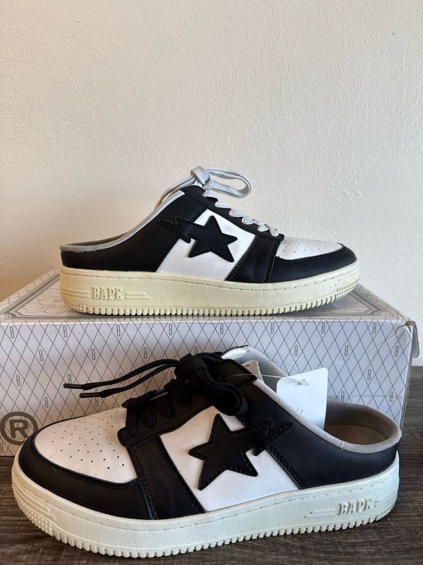 Bapesta Mule Black/White Sz:9.5