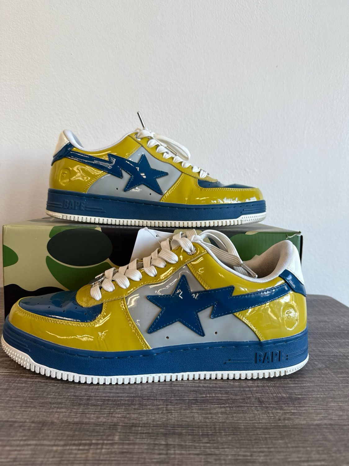 Bapesta Yellow/Blue Patent Leather (box) Sz 12